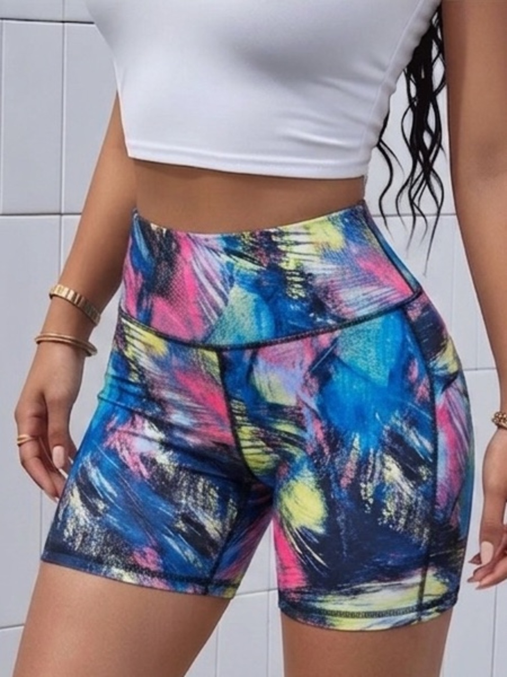 Multicolor Biker Shorts
